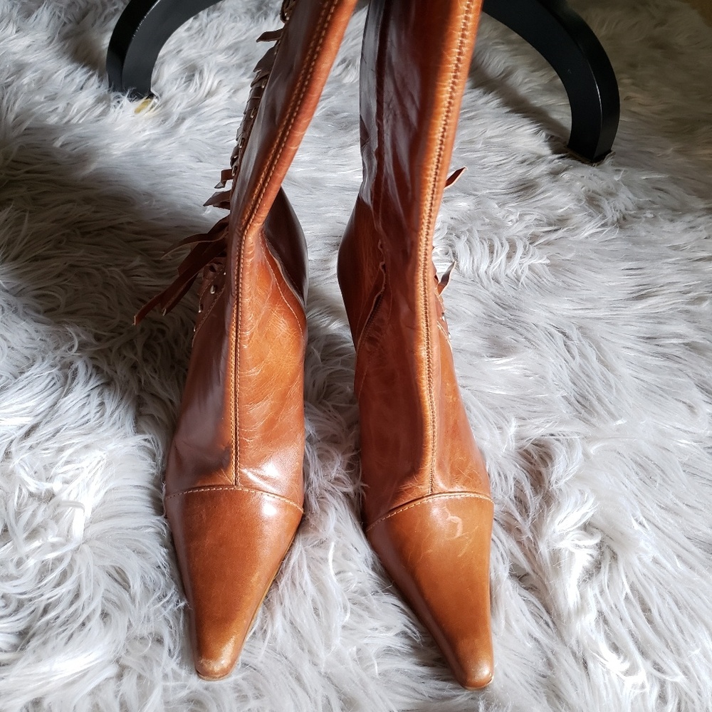 Calf height western type boot with heel